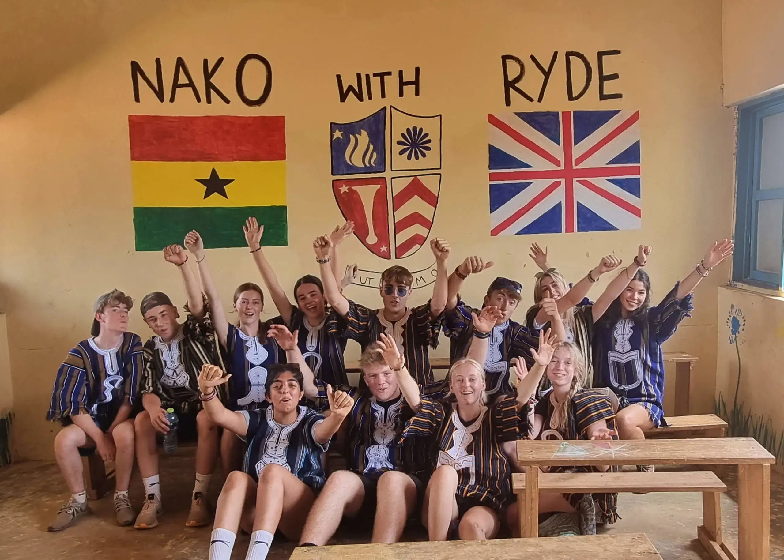 Ryde School Sixth Form pupils at Nako school, Ryde's partner school in Ghana