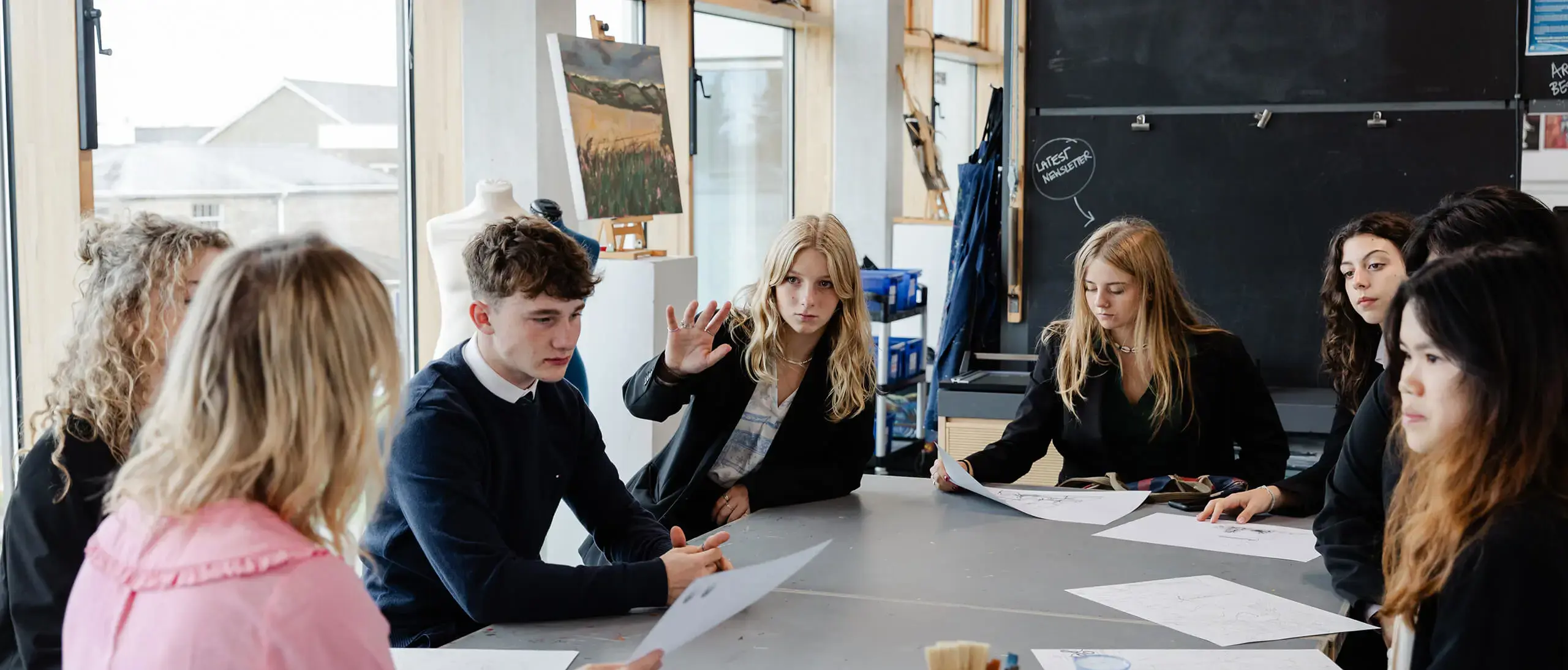Ryde School Sixth Form pupils in an Art & Design lesson