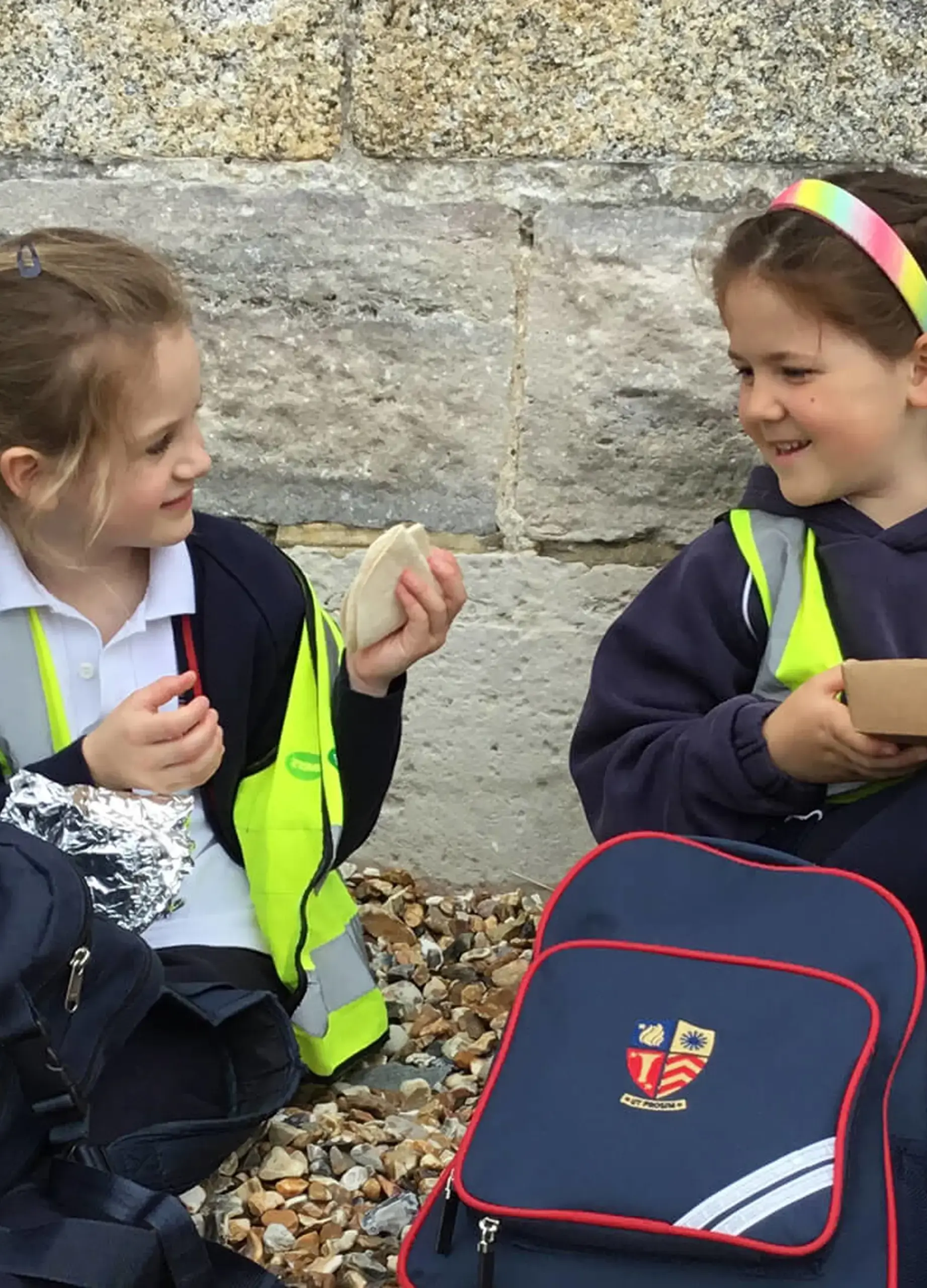 Ryde School Prep pupils eating lunch at the beach